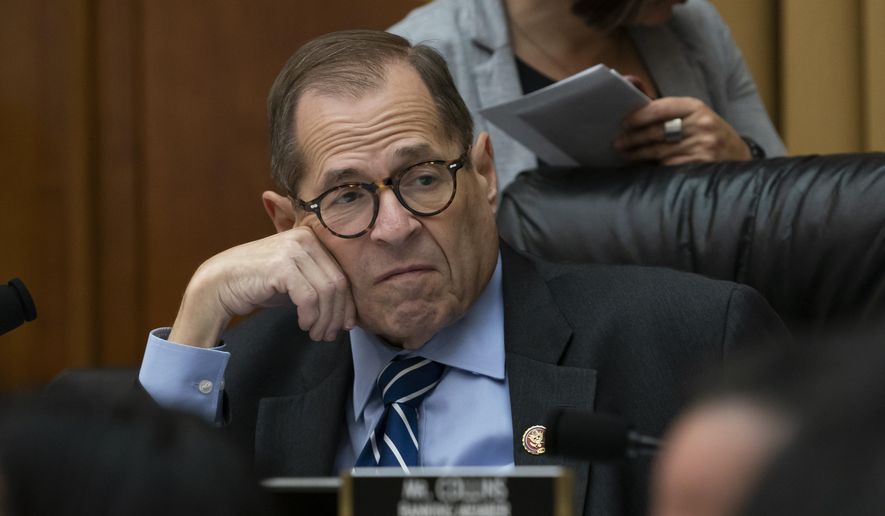 In this Sept. 12, 2019, file photo, House Judiciary Committee Chairman Jerrold Nadler, D-N.Y., makes preparations for his panel&#39;s first impeachment-related vote as he defines procedures for upcoming investigations on President Donald Trump, on Capitol Hill in Washington. (AP Photo/J. Scott Applewhite) ** FILE **