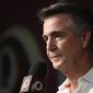 Washington Redskins president Bruce Allen listens to a question from the media at an NFL football news conference, Monday, Oct. 7, 2019, in Ashburn, Va.  Jay Gruden was fired as head coach of the Washington Redskins on Monday after an 0-5 start to the sixth season of a tenure that featured only one playoff appearance. Owner Daniel Snyder and team president Bruce Allen informed Gruden he was out early Monday morning, a day after a 33-7 loss to the New England Patriots. (AP Photo/Nick Wass) ** FILE **