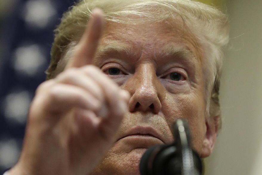President Donald Trump speaks after a signing ceremony for a trade agreement with Japan in the Roosevelt Room of the White House, Monday, Oct. 7, 2019, in Washington. (AP Photo/Evan Vucci)