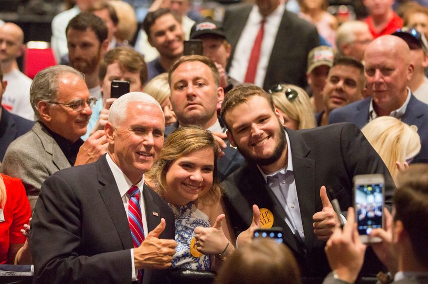 Vice President Mike Pence rallies with supporters during the Louisiana GOP Unity Rally in Kenner, Louisiana, on Saturday. According to polling, Republican participation in early voting last week in Louisiana is up 84% compared to the 2015 election. (Associated Press)
