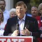 Republican Lt. Gov. Tate Reeves stands in front of a group of current teachers, former educators and students in Gulfport, Miss., Wednesday, Oct. 9, 2019, to lay out his plan to increase public school teachers pay. Reeves faces Democratic Attorney General Jim Hood in their televised gubernatorial debate in Hattiesburg, Thursday evening. (Alyssa K. Newton/The Sun Herald)