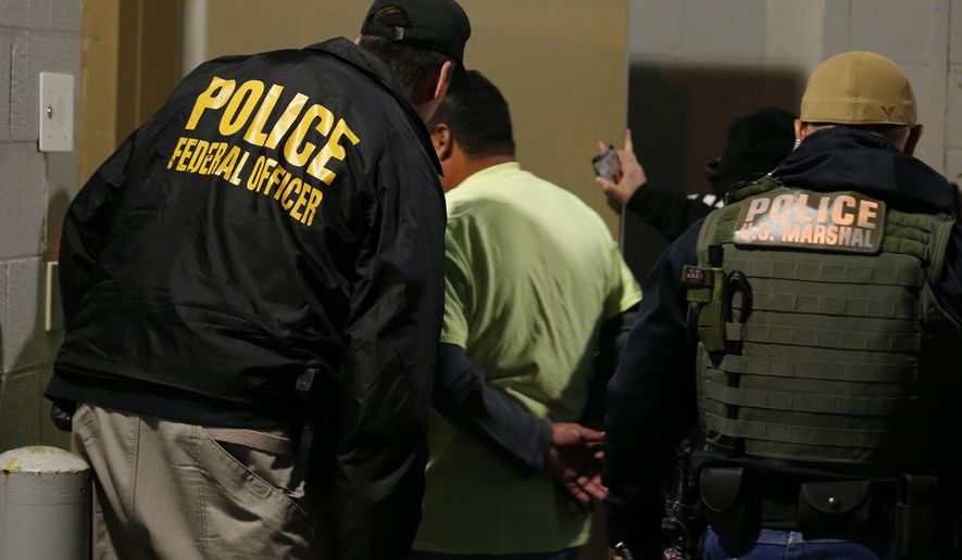 U.S. Immigration and Customs Enforcement in 2019 flagged more than 11,000 illegal immigrants in Los Angeles County Sheriff&#x27;s Office custody. They accounted for 180 homicide charges, 750 sex crimes and 1,400 weapons offenses. (Associated Press/File)