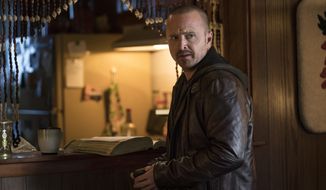 This image released by Netflix shows Aaron Paul in a scene from &amp;quot;El Camino: A Breaking Bad Movie.&amp;quot; The film, a continuation of the “Breaking Bad” series that concluded on AMC in 2013, premieres Friday on Netflix. (Ben Rothstein/Netflix via AP)