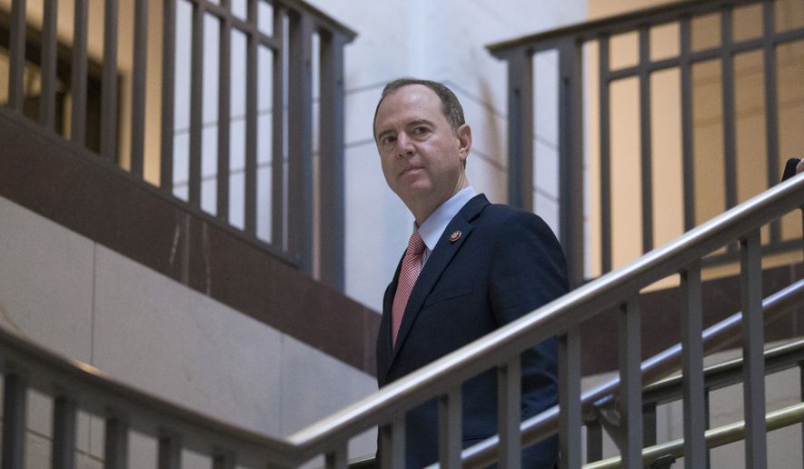 House Intelligence Committee Chairman Adam Schiff, of Calif., arrives for an expected meeting with former U.S. ambassador to Ukraine, Marie Yovanovitch, on Capitol Hill, Friday, Oct. 11, 2019, in Washington. (AP Photo/Alex Brandon)