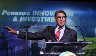 In this May 30, 2019, file photo,  Energy Secretary Rick Perry speaks at an energy summit in Salt Lake City. (AP Photo/Rick Bowmer, File)