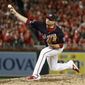 Washington Nationals relief pitcher Daniel Hudson throws during the eighth inning of Game 4 of the baseball National League Championship Series against the St. Louis Cardinals Tuesday, Oct. 15, 2019, in Washington. (AP Photo/Jeff Roberson) ** FILE **