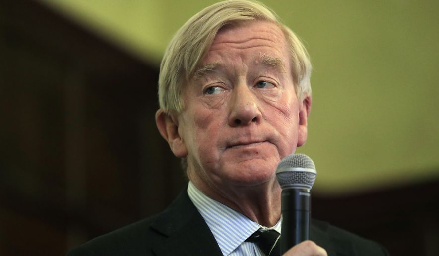 Republican presidential candidate and former Massachusetts Gov. Bill Weld addresses students and guests during a campaign stop Wednesday, Oct. 16, 2019, at Tufts University, in Medford, Mass. (AP Photo/Steven Senne)