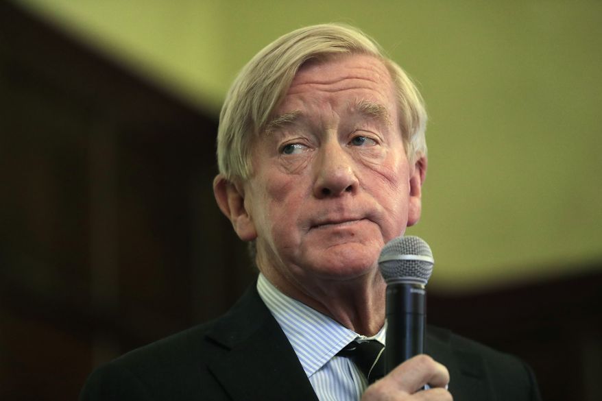 Republican presidential candidate and former Massachusetts Gov. Bill Weld addresses students and guests during a campaign stop Wednesday, Oct. 16, 2019, at Tufts University, in Medford, Mass. (AP Photo/Steven Senne)