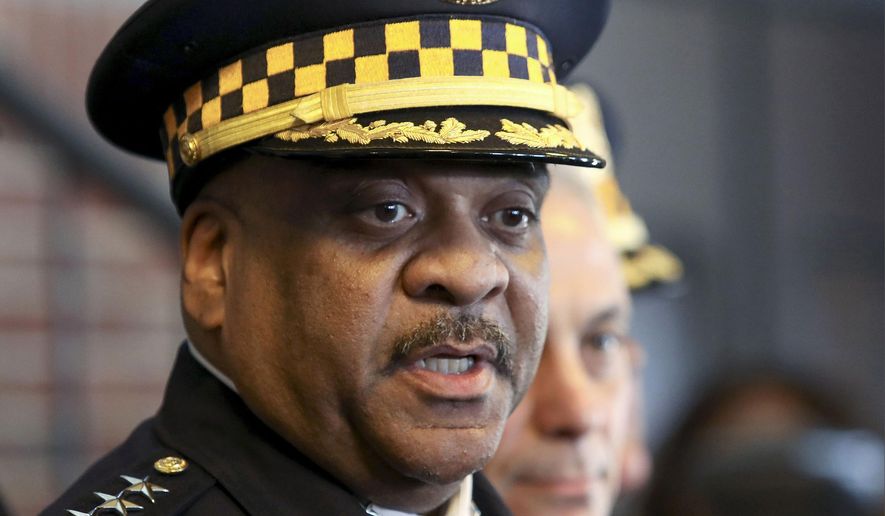 In this March 26, 2019, file photo, Chicago Police Superintendent Eddie Johnson speaks during a news conference in Chicago. (AP Photo/Teresa Crawford, File)