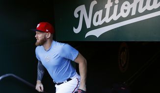 Washington Nationals pitcher Stephen Strasburg walks out of the clubhouse to participate in a baseball workout, Friday, Oct. 18, 2019, in Washington, in advance of the team&#39;s appearance in the World Series. (AP Photo/Patrick Semansky)