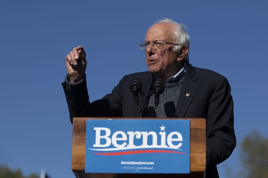 Democratic presidential candidate Sen. Bernie Sanders, I-Vt., speaks to supporters during a rally Saturday, Oct. 19, 2019, in New York. (AP Photo/Eduardo Munoz Alvarez)