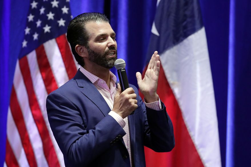 Donald Trump Jr. will go to a high-priced fundraiser and an old fashioned barbecue in Mississippi to help the Republican in the state’s governor’s race. (Associated Press/File)
