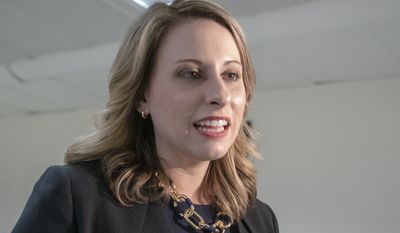 In this April 3, 2019, file photo, Rep. Katie Hill, D-Calif., talks on Capitol Hill in Washington. Hill says shes asked for an investigation into intimate photos she says were posted online without her consent. (AP Photo/J. Scott Applewhite, File)