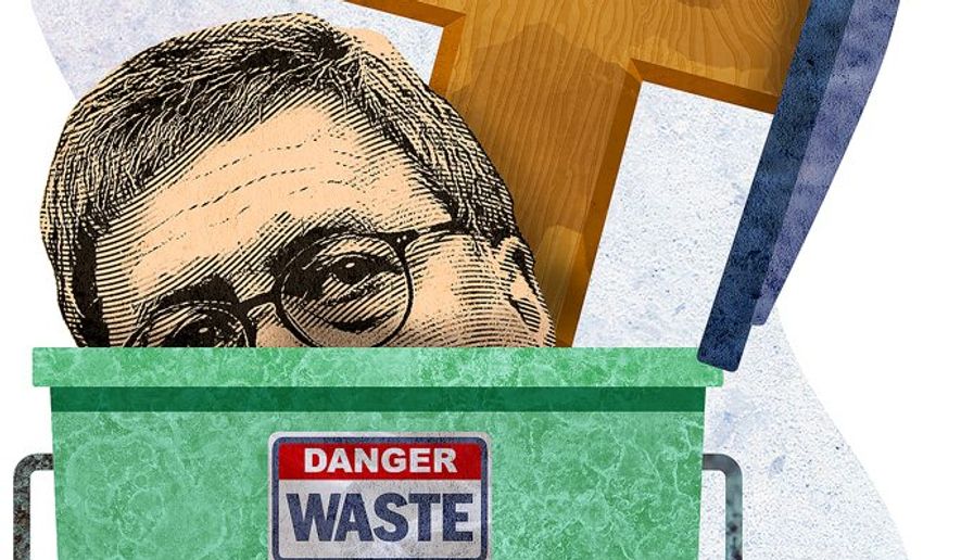 William Barr in the Dumpster Illustration by Greg Groesch/The Washington Times