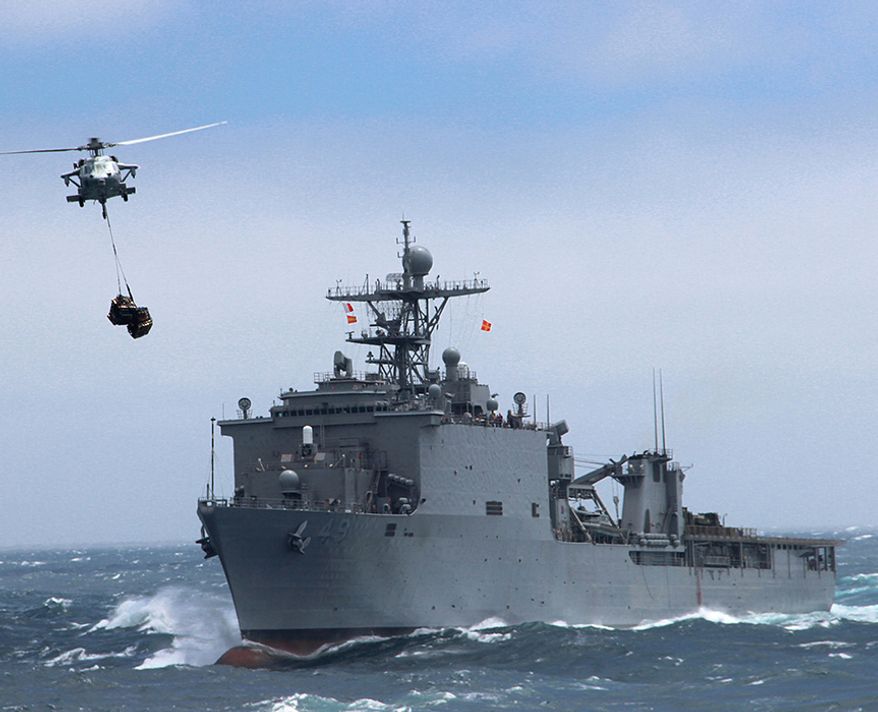 HARPERS FERRY CLASS DOCK LANDING SHIP
The amphibious dock landing ship USS Harpers Ferry (LSD 49) conducts a replenishment-at-sea. Harpers Ferry is underway for amphibious squadron-marine expeditionary unit integrated training in preparation for a deployment as part of the Boxer Amphibious Ready Group. (U.S. Navy photo by Mass Communication Specialist 2nd Class Gary Granger Jr./Released) 130618-N-YR391-006 Join the conversation http://www.facebook.com/USNavy http://www.twitter.com/USNavy http://navylive.dodlive.mil http://pinterest.com https://plus.google.com