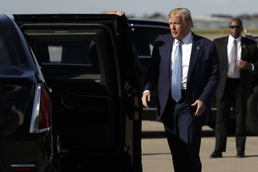 President Donald Trump arrives at Pittsburgh International Airport to attend the 9th annual Shale Insight Conference, Wednesday, Oct. 23, 2019, in Pittsburgh. (AP Photo/Evan Vucci)
President Donald Trump arrives to deliver remarks to the 9th annual Shale Insight Conference at the David L. Lawrence Convention Center, Wednesday, Oct. 23, 2019, in Pittsburgh. (AP Photo/Evan Vucci)
President Donald Trump speaks during the 9th annual Shale Insight Conference at the David L. Lawrence Convention Center, Wednesday, Oct. 23, 2019, in Pittsburgh. (AP Photo/Evan Vucci)
Audience members listen as President Donald Trump speaks during the 9th annual Shale Insight Conference at the David L. Lawrence Convention Center, Wednesday, Oct. 23, 2019, in Pittsburgh. (AP Photo/Evan Vucci)