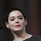In this Oct. 27, 2017, file photo, actress Rose McGowan speaks at the inaugural Women&#39;s Convention in Detroit. (AP Photo/Paul Sancya, File)