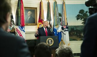 President Donald Trump speaks Sunday, Oct. 27, 2019 in the Diplomatic Room of the White House in Washington, announcing that Abu Bakr al-Baghdadi, the shadowy leader of the Islamic State group who presided over its global jihad and became arguably the world&#x27;s most wanted man, is dead after being targeted by a U.S. military raid in Syria. (AP Photo/Manuel Balce Ceneta)