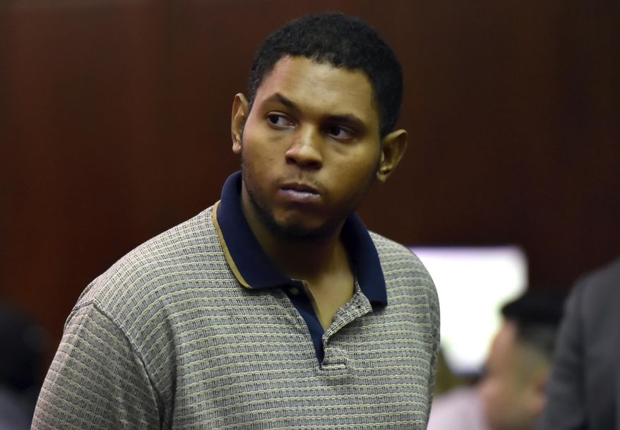 This Oct. 6, 2019 file photo shows Randy Santos during his arraignment in criminal court for the murder of four homeless men in New York. Santos, who has been held in a psychiatric ward since his arrest, has pleaded not guilty to the murder charges in the beating deaths of four men as they slept on New York City streets. Santos was arraigned Monday, Oct/ 28, 2019 on an indictment that also included attempted murder charges for the beating of a man who survived the Oct. 5 attack in Manhattan's Chinatown neighborhood. (Rashid Umar Abbasi/New York Post via AP, Pool, File)