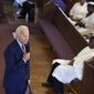 FILE - In this July 7, 2019 file photo, Democratic presidential candidate and former vice president Joe Biden speaks at Morris Brown AME Church in Charleston, S.C. A Catholic priest in South Carolina denied communion to Joe Biden over the weekend, a decision purportedly made over the former vice presidents stance on abortion. It illustrates the tricky challenge facing presidential candidates as they share their faith on the trail: How to balance the private and deeply personal values of their religions with a public campaign schedule that pushes them to authentically choose a side in polarizing moral debates? (AP Photo/Meg Kinnard, File)