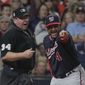 Washington Nationals manager Dave Martinez argues an interference call during the seventh inning of Game 6 of the baseball World Series against the Houston Astros Tuesday, Oct. 29, 2019, in Houston. (AP Photo/David J. Phillip) ** FILE **