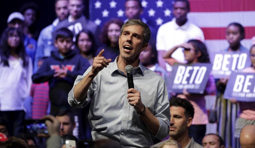 In this Oct. 17, 2019, file photo, Democratic presidential candidate former Texas Rep. Beto O&#x27;Rourke speaks during a campaign rally in Grand Prairie, Texas. O’Rourke has announced he’s dropping his 2020 presidential bid. (AP Photo/Tony Gutierrez)