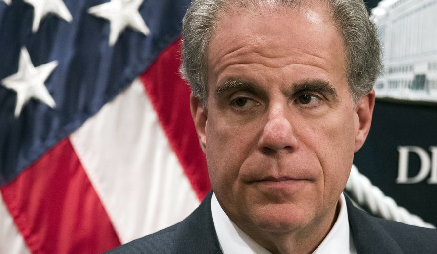 Justice Department Inspector General Michael Horowitz appears at the launch of the Procurement Collusion Strike Force at the Justice Department in Washington, Tuesday, Nov. 5, 2019. (AP Photo/Cliff Owen) ** FILE **