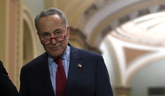 Senate Minority Leader Chuck Schumer, New York Democrat. steps away from a news conference on Capitol Hill in Washington, Tuesday, Nov. 5, 2019. (AP Photo/Susan Walsh) ** FILE **