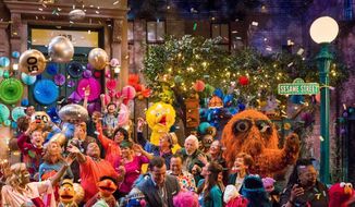 This image released by HBO shows the cast of &amp;quot;Sesame Street&amp;quot; during a celebration of their 50th season of the popular children&#x27;s TV show. This first episode of “Sesame Street” aired in the fall of 1969. (Richard Termine/HBO via AP)