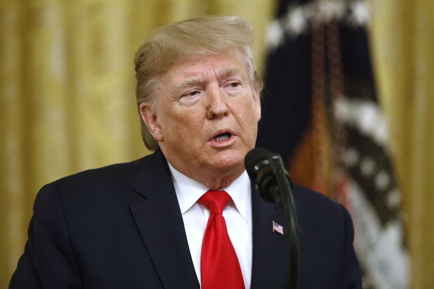 President Donald Trump speaks in the East Room of the White House about his judicial appointments, Wednesday, Nov. 6, 2019, in Washington. (AP Photo/Patrick Semansky)
