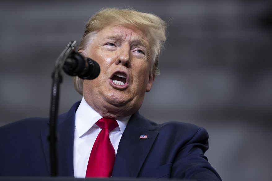 President Donald Trump speaks during a campaign rally at the Monroe Civic Center, Wednesday, Nov. 6, 2019, in Monroe, La. (AP Photo/ Evan Vucci)