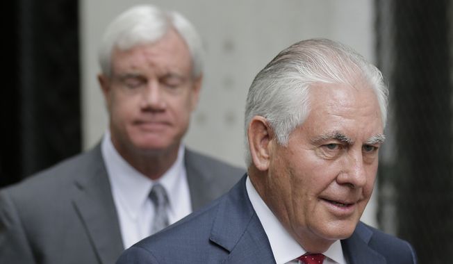 In this Oct. 30, 2019, file photo former Exxon CEO and ex-Secretary of State Rex Tillerson leaves a courthouse in New York. (AP Photo/Seth Wenig, File)