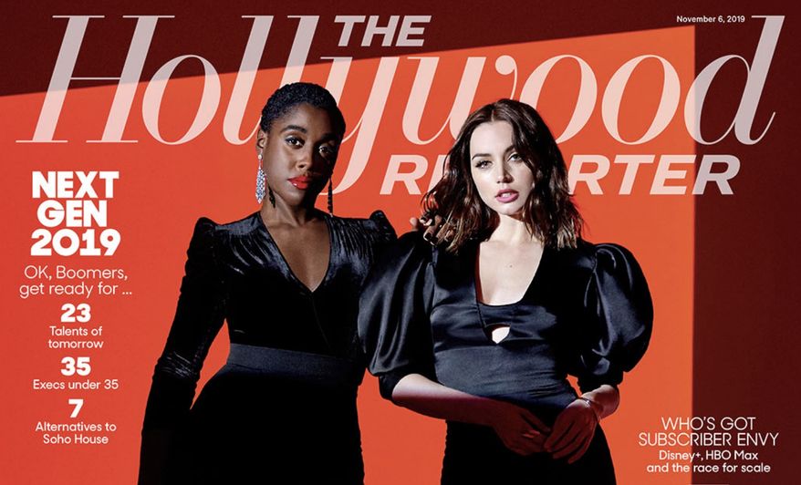 Actresses Lashana Lynch and Ana de Armas spoke to The Hollywood Reporter for its November 2019 issue. The two discussed their upcoming roles in "No Time to Die" and attempts to bring James Bond into the #MeToo era. (Image: The Hollywood Reporter)