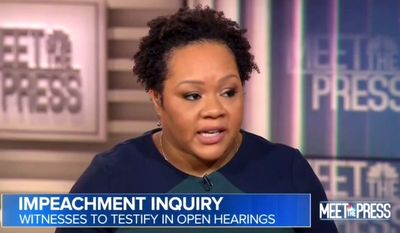 PBS NewsHour correspondent Yamiche Alcindor discusses the possible impeachment of President Trump on NBC&#39;s &quot;Meet the Press,&quot; Nov. 10, 2019. (Image: NBC, &quot;Meet the Press&quot; screenshot)