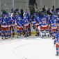 The New York Rangers celebrate after an NHL hockey game against the Pittsburgh Penguins Tuesday, Nov. 12, 2019, in New York. The Rangers won 3-2 in overtime. (AP Photo/Frank Franklin II)