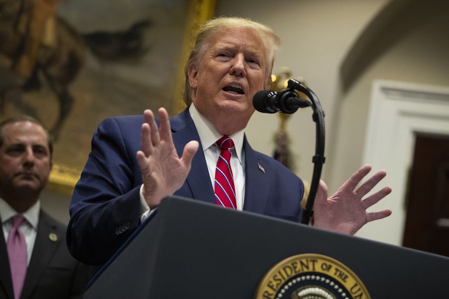 President Donald Trump speaks during an event on healthcare prices in the Roosevelt Room of the White House, Friday, Nov. 15, 2019, in Washington. (AP Photo/ Evan Vucci)