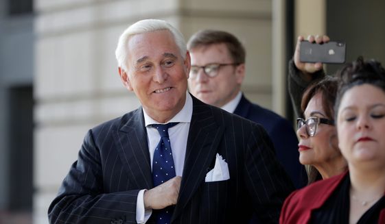 Former Trump adviser Roger Stone is petitioning for a new trial, and a possible presidential pardon looms over the proceedings. (Associated Press) **FILE**