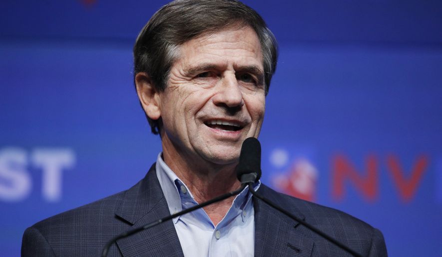 Democratic presidential candidate and former U.S. Rep. Joe Sestak speaks during a fundraiser for the Nevada Democratic Party, Sunday, Nov. 17, 2019, in Las Vegas. (AP Photo/John Locher)
