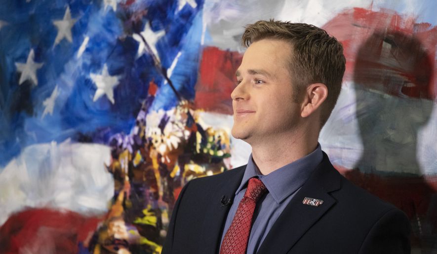 Army 1st Lt. Clint Lorance appears on Fox & Friends, Monday, Nov. 18, 2019 in New York. President Donald Trump issued a full pardon Friday, Nov. 15, 2019 for Lorance, who had been convicted of murder for ordering his soldiers to fire upon three unarmed Afghan men in July 2012, killing two. Lorance has served more than six years of a 19-year sentence at Fort Leavenworth, Kansas. (AP Photo/Mark Lennihan)