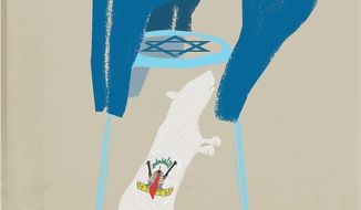 Illustration on the containment of PIJ by Israel by Linas Garsys/The Washington Times