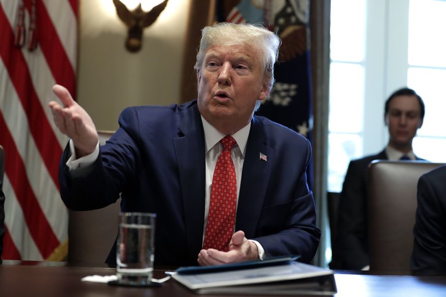 President Donald Trump speaks during a cabinet meeting at the White House, Tuesday, Nov. 19, 2019, in Washington. (AP Photo/ Evan Vucci)