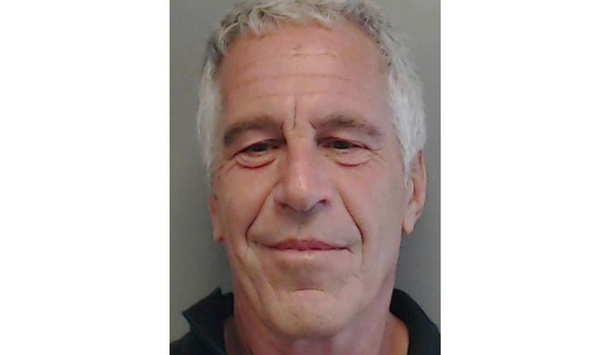 FILE - This July 25, 2013, file image provided by the Florida Department of Law Enforcement shows financier Jeffrey Epstein. Two correctional officers responsible for guarding Epstein the night he killed himself have been charged with falsifying prison records. A grand jury indictment made public Tuesday, Nov. 19, 2019, accused guards Toval Noel and Michael Thomas of failing to perform checks on Epstein every half hour, as required, and of fabricating log entries to show they had. Epstein was found dead in his cell in August. (Florida Department of Law Enforcement via AP, File)