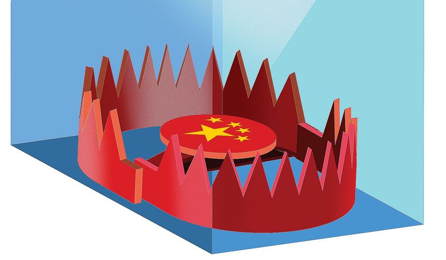 Illustration on China Pacific Ocean policy by Linas Garsys/The Washington Times