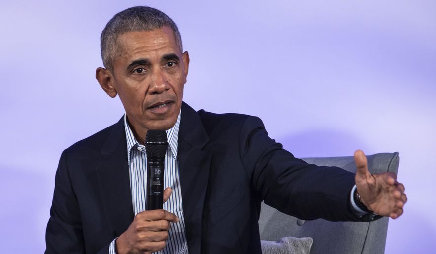 In this Oct. 29, 2019, file photo, former President Barack Obama speaks during the Obama Foundation Summit at the Illinois Institute of Technology in Chicago. Obama reiterated a warning about the adoption of “purity tests” in the Democratic presidential primary, which he said are likely to alienate voters needed to defeat President Donald Trump next year. (Ashlee Rezin Garcia/Chicago Sun-Times via AP) ** FILE **