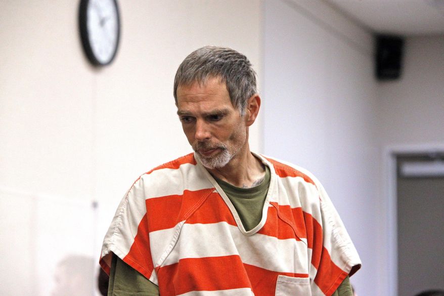 In this Thursday, Nov. 21, 2019 photo, Garrett Scheff appears in court in Salinas, Calif. Police in central California say a pregnant woman was stabbed to death in a random attack outside her home. Police say 26-year-old Mariana Jurado was leaving for work Tuesday morning when 43-year-old Garrett Scheff stabbed her multiple times in a "random act of violence." Jurado was taken to a hospital, where she died. Police arrested Scheff shortly afterward on suspicion of first-degree murder. (David Rodriguez/The Californian via AP)