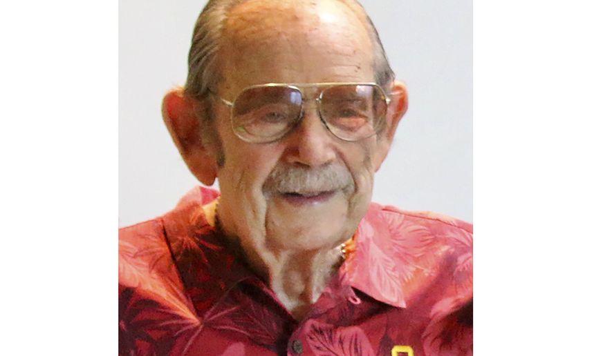 In this Dec. 2018, photo provided by Paul Marks shows his father, film and TV producer Arthur Marks. Longtime producer and director Arthur Marks, who helmed many episodes of the "Perry Mason" television series and produced several hit blaxploitation films, has died. He was 92. Arthur Marks died Nov. 13 at his home in Woodland Hills, Calif., his son Paul Marks said Saturday, Nov. 23. (Paul Marks via AP)