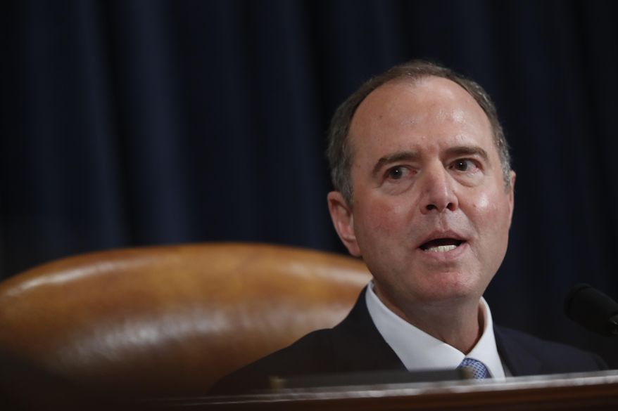 House Intelligence Committee Chairman Adam Schiff, D-Calif., give final remarks during a hearing where former White House national security aide Fiona Hill, and David Holmes, a U.S. diplomat in Ukraine, testified before the House Intelligence Committee on Capitol Hill in Washington, Thursday, Nov. 21, 2019, during a public impeachment hearing of President Donald Trump&#39;s efforts to tie U.S. aid for Ukraine to investigations of his political opponents. (AP Photo/Andrew Harnik)