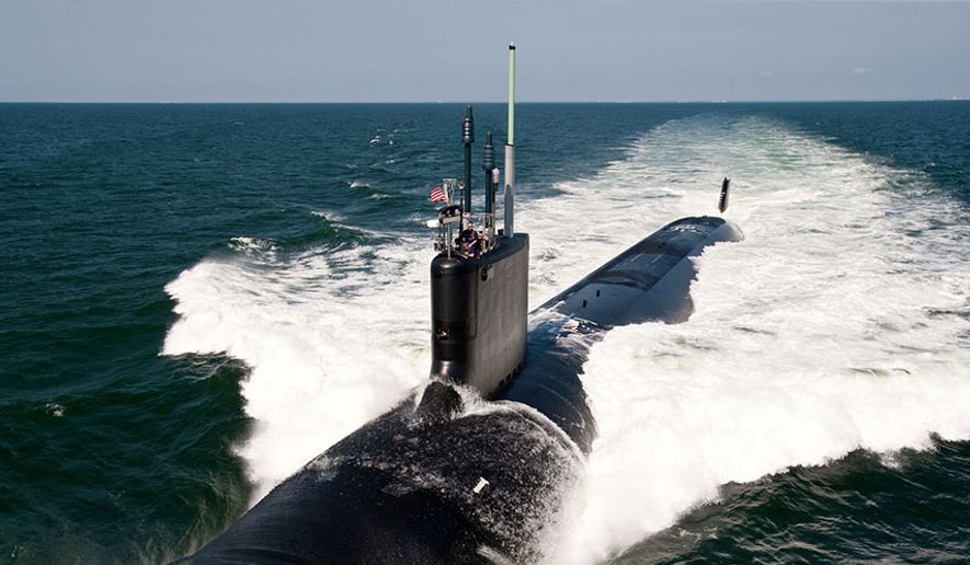 VIRGINIA CLASS ATTACK SUBMARINE — The Virginia-class attack submarine USS California (SSN 781) underway during sea trials. (U.S. Navy photo by Chris Oxley/Released) ** FILE **