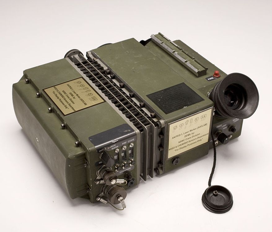SPECIAL OPERATIONS FORCES LASER MARKER (SOFLAM)
US Special Operations Forces in Afghanistan used the AN/PEQ-1A SOFLAM to direct exact delivery of ordnance. The SOFLAM was an important tool in the battle for Tora Bora where a CIA US Special Forces team directed 72 hours of unrelenting air strikes—sometimes dangerously close to their own position—killing hundreds of al Qa’ida terrorists.
