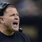 FILE - In this Dec. 29, 2013, file photo, then-Tampa Bay Buccaneers head coach Greg Schiano reacts on the sideline in the first half of an NFL football game against the New Orleans Saints in New Orleans. Schiano will not be returning to Rutgers because the school and its former football coach were unable to come to an agreement on a deal, a person familiar with the negotiations told The Associated Press on Sunday, Nov. 24, 2019. The person spoke to the AP on condition of anonymity because neither side wanted to make the negotiations public. Schiano spent 11 seasons at Rutgers before leaving for the NFL in 2012. (AP Photo/Bill Feig, File)